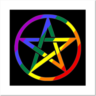 Rainbow Pentacle Wiccan Symbol Posters and Art